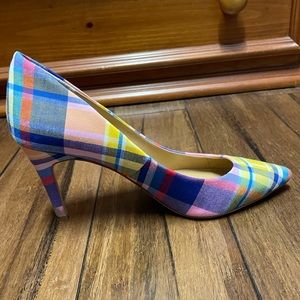 J. Crew madras plaid heels